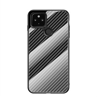 Karbonsfiber teksturert TPU + PC + herdet glass telefondeksel til Google Pixel 5