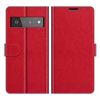 Sjokkavstøtbeskyttende Crazy Horse-tekstur PU-skinn magnetisk flip folio-stand-etui for Google Pixel 6 Pro.