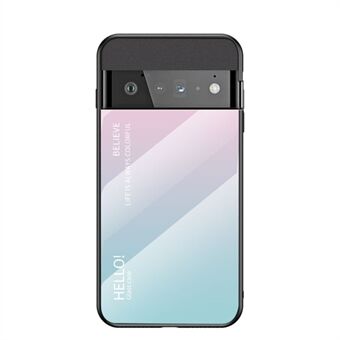 Gradient Temperert Glass Bakside Deksel Ripesikkert Mykt TPU-ramme Anti-Fall Telefonveske for Google Pixel 6 Pro