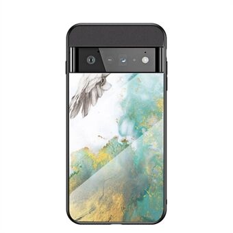 Marmor Med Stilig Design Helkroppsgradert Herdet Glass + Mykt TPU-støtsikker Beskyttende Telefondeksel for Google Pixel 6 Pro