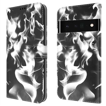 Lommebokfunksjon Telefondeksel Tåkemønstret trykk PU-skinn + TPU Magnetisk lukning Flip-telefonveske for Google Pixel 6 Pro