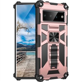 Hybrid Hard PC Soft TPU Støtsikker Beskyttelsesetui med Bilklemme Stativ for Google Pixel 6 Pro