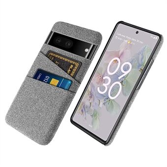 Telefonveske med stofftekstur for Google Pixel 7, ripebestandig hard PC-deksel med doble kortspor.