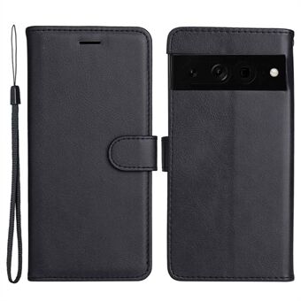 KT Leather-serien 2 for Google Pixel 7 Pro PU-lær-etui Magnetisk lommebokdesign Folio-stativ Mykt TPU-beskyttende flip-telefondeksel med stropp