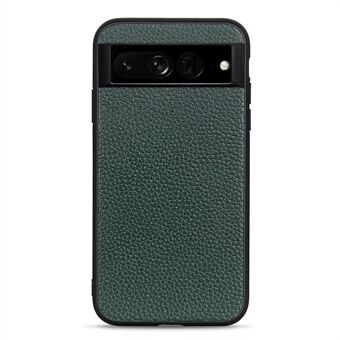 Litchi teksturtelefondeksel for Google Pixel 7 Pro, ultratynnt ekte skinnbelagt støtsikker PC + TPU-beskytter.