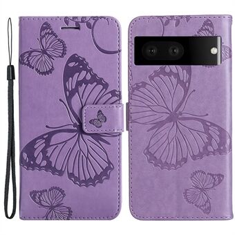 KT Imprinting Flower Series-2 Mobildekselet for Google Pixel 7, Anti-støv PU-lær Imprimert Butterfly Mobiltelefonveske Lommebok