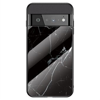 For Google Pixel 7 Pro marmor mønster beskyttende mobiltelefon deksel med herdet glass + PC + TPU støtsikker skall