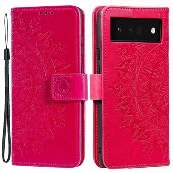 For Google Pixel 6a Mandala Flower Pattern Imprinted PU Leather Anti-scratch Phone Cover Stand Wallet Style Phone Case translated to Norwegian would be:

For Google Pixel 6a Mandala Blomstermønster Preget PU-lær Anti-riper Telefondeksel Støtte Lommeboksti