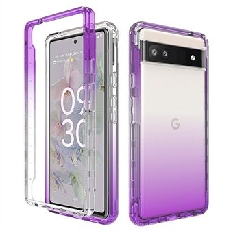 For Google Pixel 6a Transparent TPU + PC Telefonveske Stilig Gradientfarge Anti-riper Beskyttende Deksel