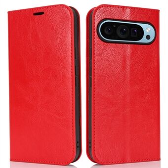 For Google Pixel 9 Pro XL-etui med Crazy Horse-struktur, delt skinnlommebok-telefondeksel