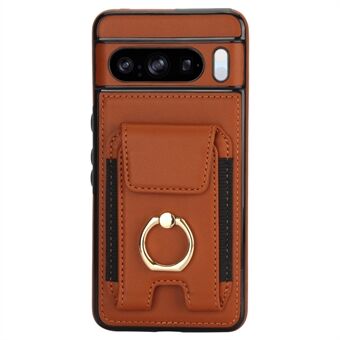 For Google Pixel 8 Pro Case Anit-Fall Kickstand Leather + TPU Phone Cover -> For Google Pixel 8 Pro Deksel Anti-Fall Stativ Lær + TPU Telefonomslag