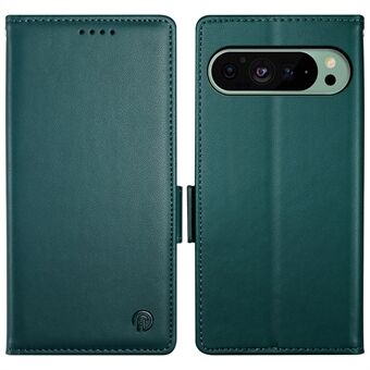 DF-010 for Google Pixel 9 / 9 Pro-etui med sidedeksel, magnetiske låser, lær og stativ til telefon