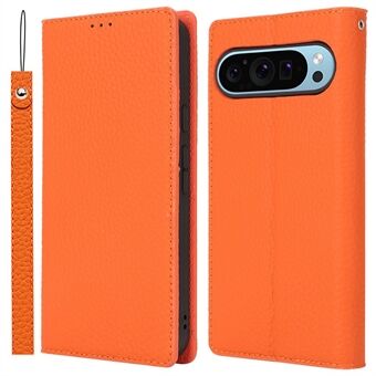 For Google Pixel 9 Pro XL Etui Litchi Tekstur Ekte Ku Skinn Telefondeksel