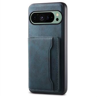 DENIOR D13 For Google Pixel 9 Etui i skinn+PC+TPU Telefondeksel Avtagbar kortveske Støtteben