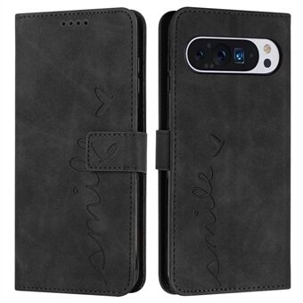 For Google Pixel 9 Pro XL Etui Stativfunksjon PU Skinn Telefondeksel med Pregede Mønstre