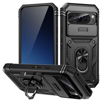 For Google Pixel 9 Pro XL Etui Skyv Linse Deksel Stativ TPU+PC Telefonbeskytter