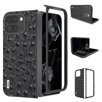 ABEEL For Google Pixel 9 Pro Fold 5G Etui Ekte Kuskinn+PC Telefon Deksel Med Strutsetekstur