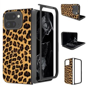 For Google Pixel 9 Pro Fold 5G Etui Leopard Mønster PU+PC Telefondeksel