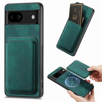 D12 For Google Pixel 8a Etui Avtakbar Magnetisk Kortholder Skinn+TPU Telefondeksel