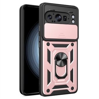 For Google Pixel 9 Pro XL Deksel med Skyvbar Kameradeksel PC+TPU Stativ Telefondeksel