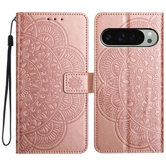 For Google Pixel 9 Pro / Pixel 9 Lærveske med Kortspalter Mandala Mønster Telefondeksel Stativ