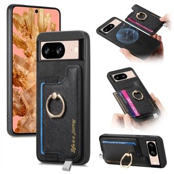 B5 for Google Pixel 8 Etui 2-i-1 Magnetisk Avtakbar Kortholder Skinn+TPU Mobildeksel