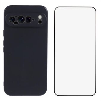 WANLONFENG MS-serien for Google Pixel 9 Pro XL TPU-deksel matt bakdeksel med herdet glass