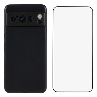 WANLONFENG MS Series for Google Pixel 8 Pro TPU-deksel Matt Bakdeksel med Herdet Glass