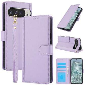 SY-003 For Google Pixel 9 Pro / Pixel 9 Etui PU Skinn Stativ Visning Telefon Lommebok-deksel med Håndrem