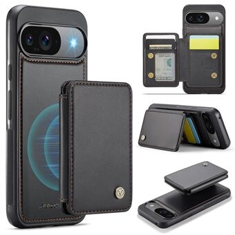 JEEHOOD J05 For Google Pixel 9 / Pixel 9 Pro Etui Kortholder Stativ Lær+TPU Telefondeksel