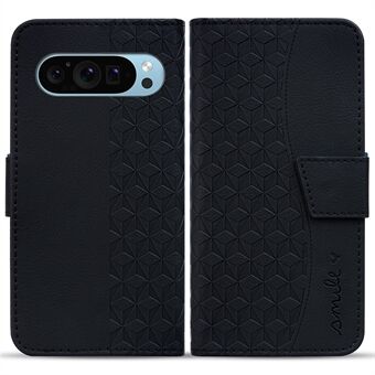 For Google Pixel 9 / Pixel 9 Pro Etui Rhombemønster Lommebok Telefondeksel i Lær