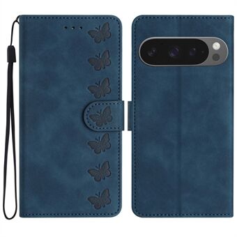 For Google Pixel 9 Pro XL Etui Pregede Sommerfugl Lommebok Telefon Deksel