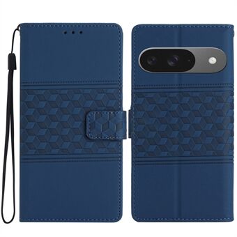 For Google Pixel 9 / Pixel 9 Pro Etui Rhombus Lær Horisontal Flip Deksel