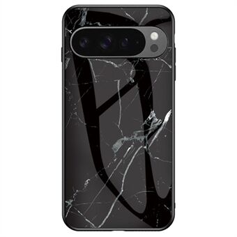 For Google Pixel 9 Pro XL Etui Marmor Mønster Herdet Glass+PC+TPU Beskyttende Telefon Deksel