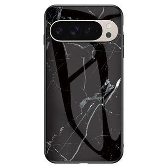 For Google Pixel 9 Pro / 9 Etui Marmor Mønster Herdet Glass+PC+TPU Beskyttende Telefon Deksel