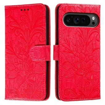 For Google Pixel 9 Pro XL Etui Blonder Blomster PU Lær Flip Lommebok Telefon Deksel