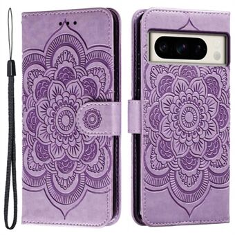 For Google Pixel 8 Pro Deksel PU Lær Mandala Innpregment Design Lommebok Telefon Deksel