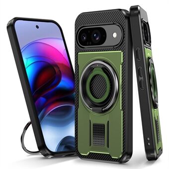 For Google Pixel 9 / Google Pixel 9 Pro Etui TPU+PC Stativ Telefondeksel med Silikon Fingerrem