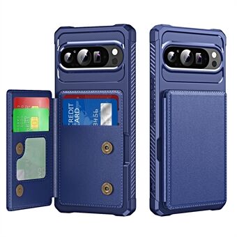 For Google Pixel 9 / Pixel 9 Pro Etui Kortholder Stativ Lær+TPU Forsterket Hjørnedeksel