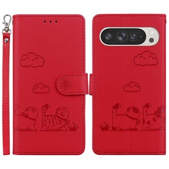 For Google Pixel 9 Pro XL Etui RFID-blokkerende Kattunge-mønster TPU+PU-lær Telefondeksel