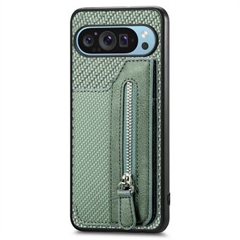 For Google Pixel 9 Pro XL Etui Lær+PC+TPU Glidelås Lommebok Telefonskall Bakdeksel