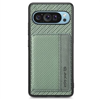 For Google Pixel 9 Pro XL Deksel RFID-blokkerende kortholder Karbonfiber Skinn+PC+TPU Telefondeksel