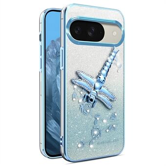 KADEM For Google Pixel 9 Pro / Pixel 9 Veske Dragonfly Kickstand TPU Blomster Glitter Telefondeksel