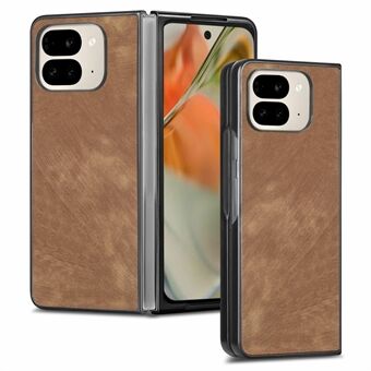 For Google Pixel 9 Pro Fold 5G Etui Retro PU Skinnbelagt PC Sammenleggbar Telefondeksel