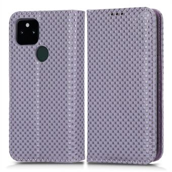 For Google Pixel 5a 5G Grid tekstur Magnetisk Auto-absorbert Telefonveske PU-lær Lommebokstativ Folio Flip-cover.