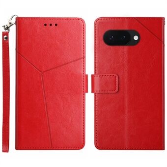 HT01 For Google Pixel 9a Etui Y-Formede Linjer Preging Lærtelefondeksel