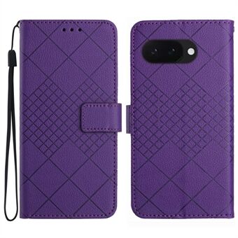 HT06 For Google Pixel 9a Lommeboktelefon-etui Pregning PU-skinn Flip Folio Cover