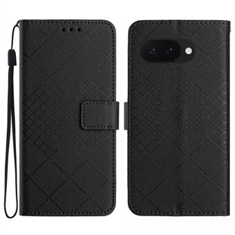 HT06 For Google Pixel 9a Lommebok Mobildeksel Preging PU Lær Flip Folio Etui