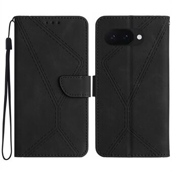 HT05 For Google Pixel 9a Etui Skinnfølelse Linjer PU Lær Flip Telefondeksel