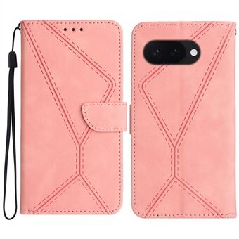 HT05 For Google Pixel 9a Etui Skin-Touch Linjer PU Lær Flip Telefondeksel